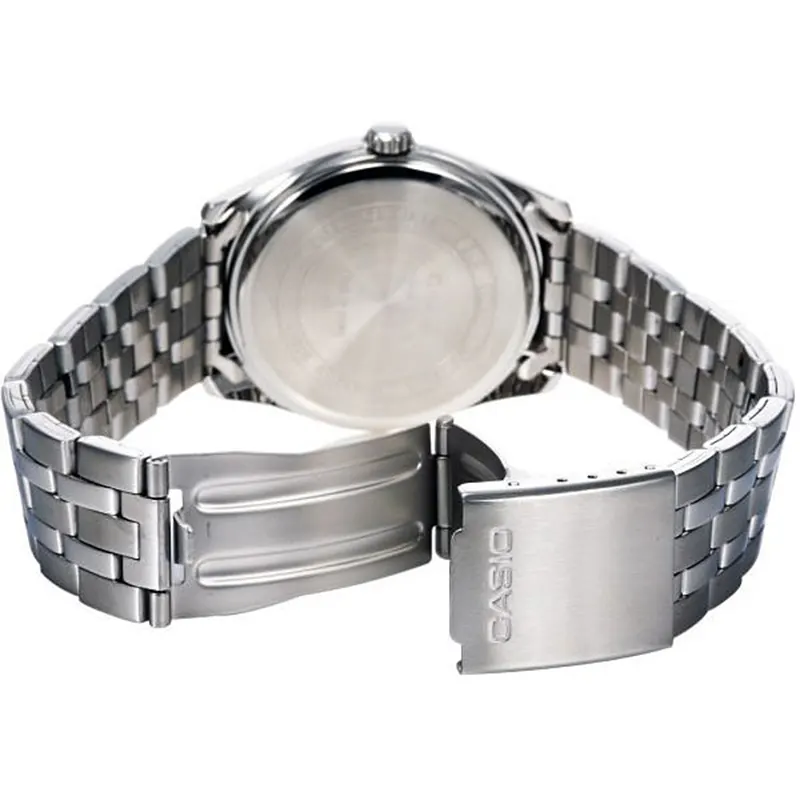 Casio Black Dial Triple-fold Silver Men's Watch- MTP-1335D-1AV